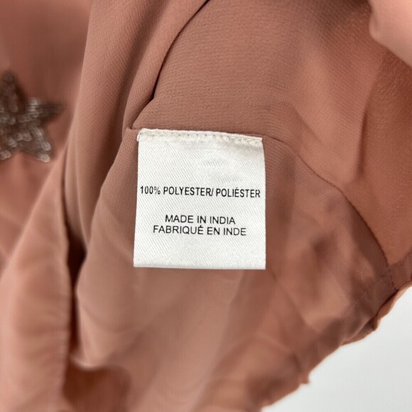 NWT CHASER Blush Pink Beaded Star Peplum Sleeve Open Back Mini Dress Size Medium - Picture 9 of 9